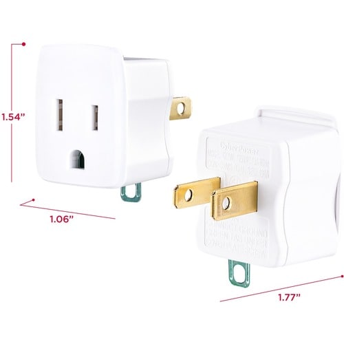 CyberPower GT1W2PK Multipack - (2) Adaptateurs 3 broches vers 2 broches, blanc, édition limitée