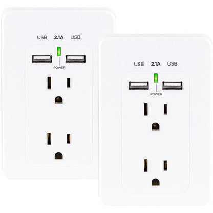 Cyber ​​Power CyberPower MP18HO007 Multipack - (2) Prises murales avec USB, blanc