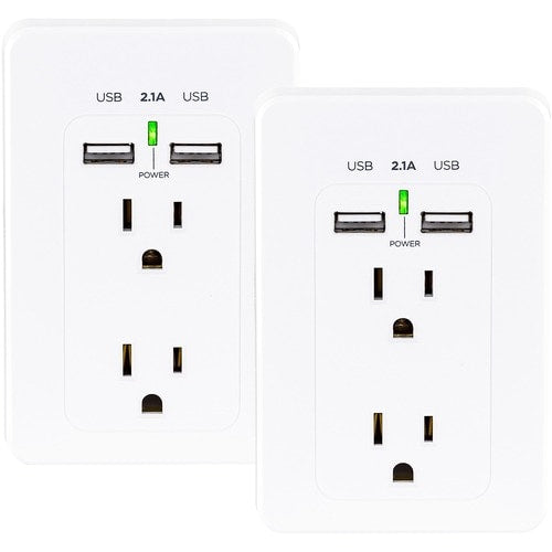 Cyber ​​Power CyberPower MP18HO007 Multipack - (2) Prises murales avec USB, blanc