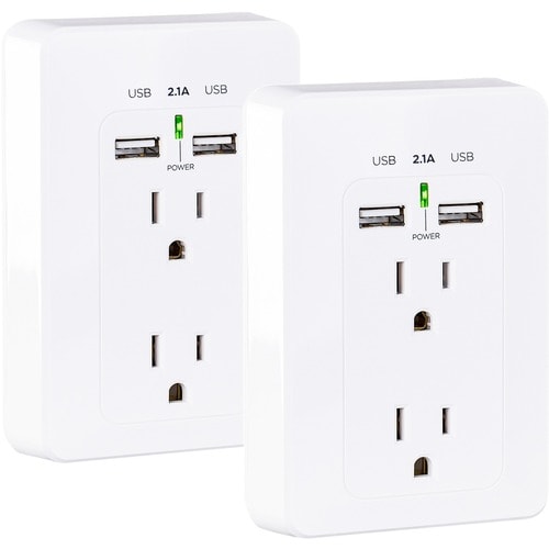 Cyber ​​Power CyberPower MP18HO007 Multipack - (2) Prises murales avec USB, blanc