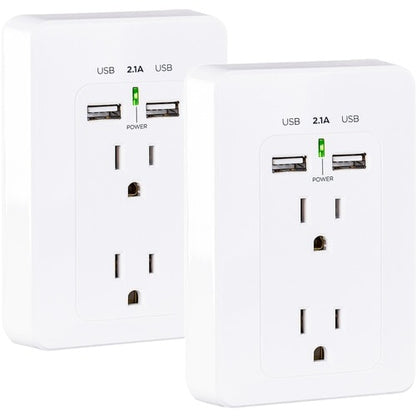 Cyber ​​Power CyberPower MP18HO007 Multipack - (2) Prises murales avec USB, blanc