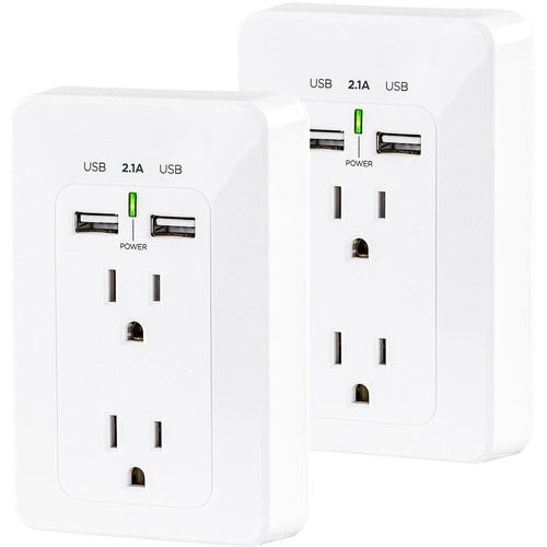 Cyber ​​Power CyberPower MP18HO007 Multipack - (2) Prises murales avec USB, blanc