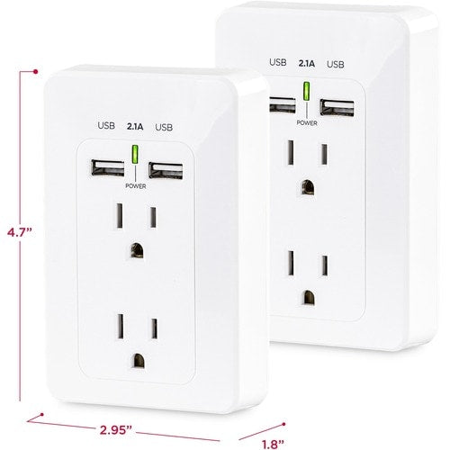 Cyber ​​Power CyberPower MP18HO007 Multipack - (2) Prises murales avec USB, blanc