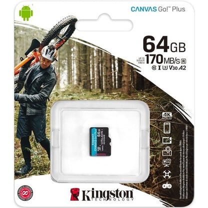 64GB MICROSDXC CANVAS GO PLUS 170R A2 U3 V30 SINGLE PACK W/O A