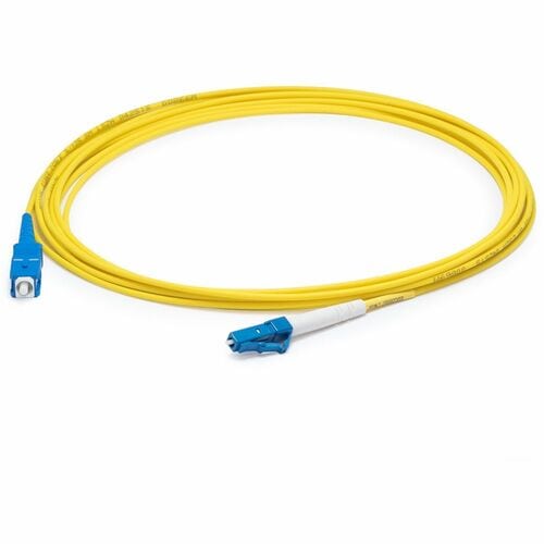 Câble de raccordement fibre optique simplex OS2 droit jaune LC (mâle) vers SC (mâle) AddOn 72 m