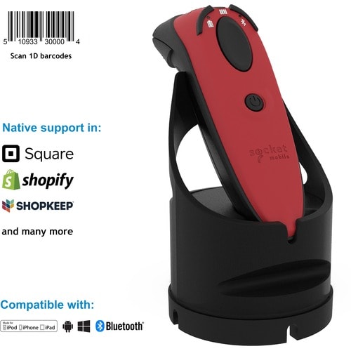 Socket Mobile DuraScan® D730, lecteur de codes-barres laser, rouge et station de charge - Sans fil