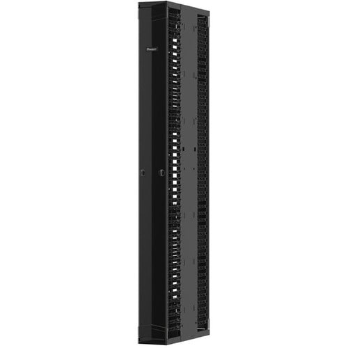 Organizador de cables de doble cara Panduit - Organizador de cables vertical - Negro - Altura de rack 45U - Acero, Acrílico