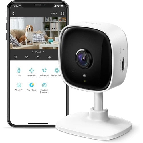 Cámara de red Tapo C100 de 2 megapíxeles para interiores Full HD - Color - Blanco - 30 pies (9,1