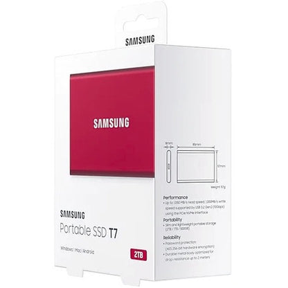 2TB USB 3.2 GEN. 2 T7 PORTABLE SSD RED