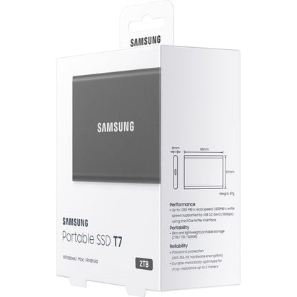 SSD PORTÁTIL T7 DE 2 TB USB 3.2 GEN. 2 GRIS