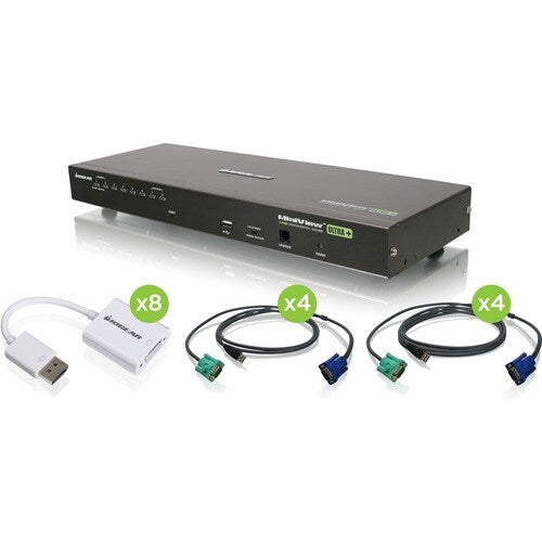 COMMUTATEUR KVM VGA COMBO USB PS/2 8 PORTS AVEC ADAPTATEUR DISPLAYPORT VERS VGA