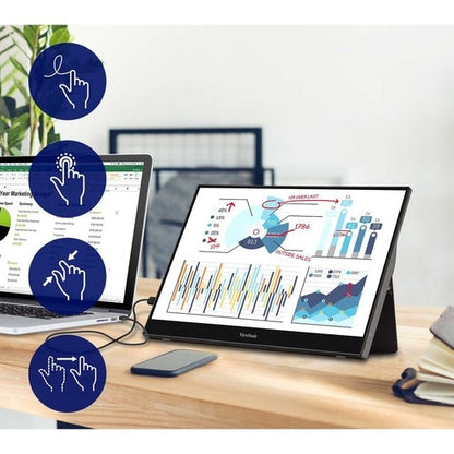 Écran tactile portable 15,6 pouces 1080p, alimentation bidirectionnelle, USB type C, sans fil, avec station d'accueil