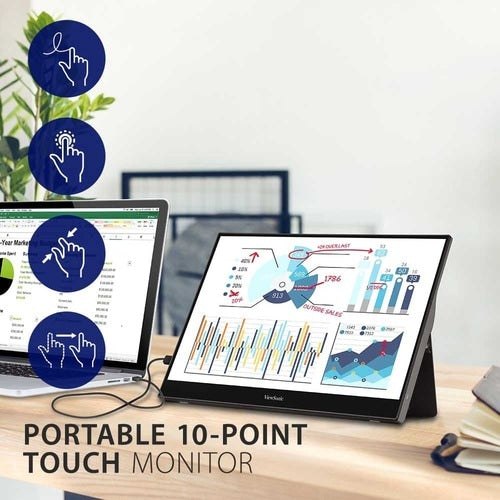 Écran tactile portable 15,6 pouces 1080p, alimentation bidirectionnelle, USB type C, sans fil, avec station d'accueil