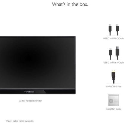 Écran Viewsonic 15,6 pouces, dalle IPS, résolution 1920 x 1080 - 15,6 pouces visible - en
