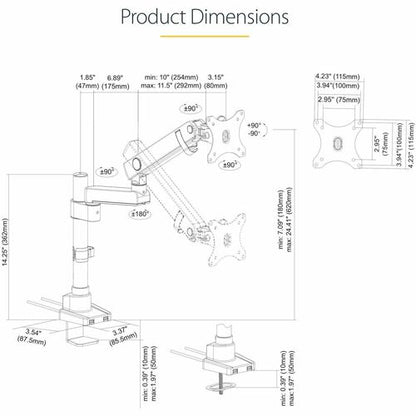 StarTech.com Desk Mount Monitor Arm with 2x USB 3.