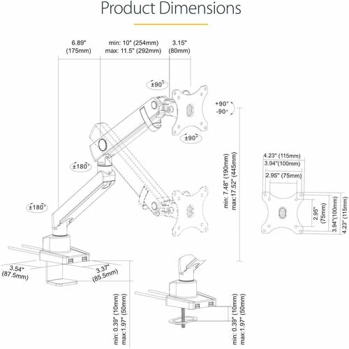 StarTech.com Desk Mount Monitor Arm with 2x USB 3.