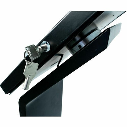 Quiosco de suelo pequeño con cerradura CTA Digital Premium (negro) - Pantalla de hasta 8" S