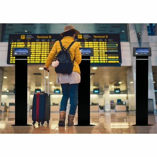Quiosco de suelo pequeño con cerradura CTA Digital Premium (negro) - Pantalla de hasta 8" S
