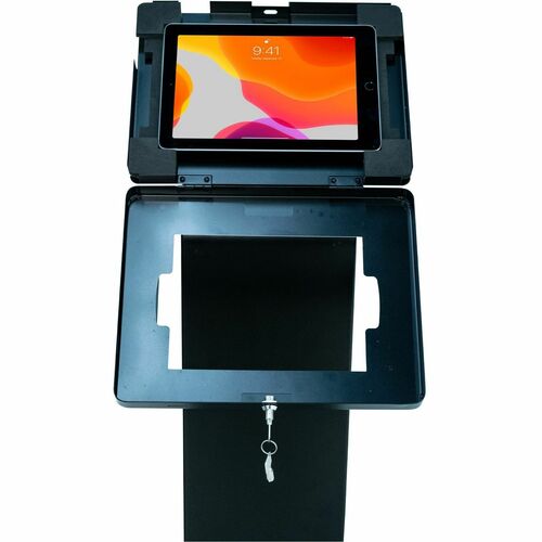 Quiosco de suelo pequeño con cerradura CTA Digital Premium (negro) - Pantalla de hasta 8" S