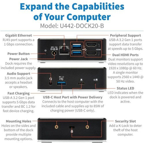 Tripp Lite by Eaton U442-DOCK20-B Docking Station