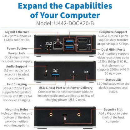 Tripp Lite by Eaton U442-DOCK20-B Docking Station