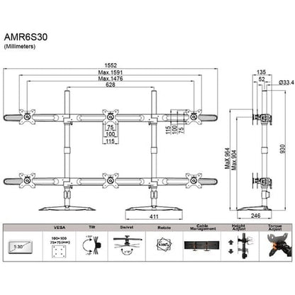 Support d'écran Amer AMR6S30