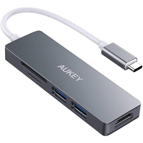 Hub USB-C AUKEY 5 ports (gris sidéral)