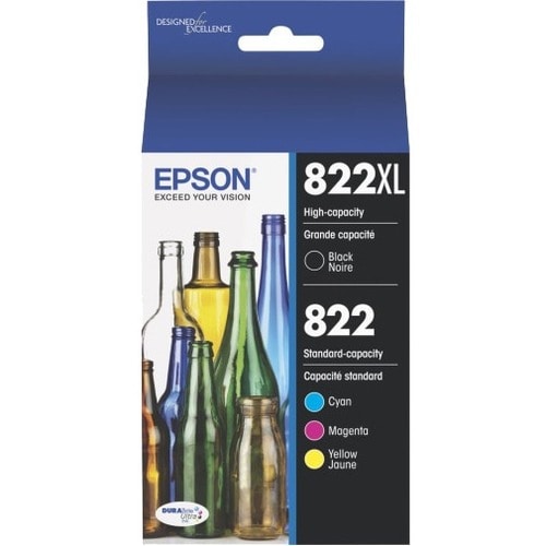 Cartouche d'encre T822 High Cap Black Standard Cap Combo Couleurs CMJ PK avec Sensormatic