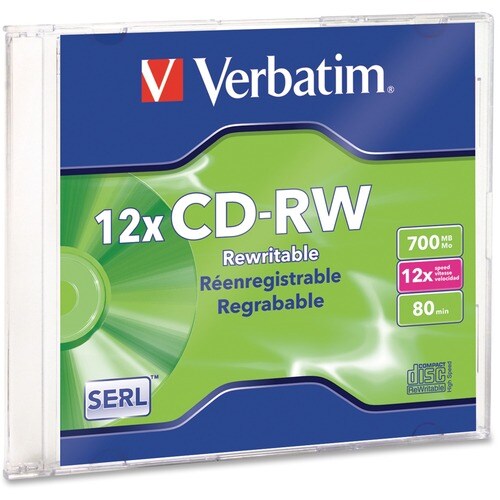 Support CD réinscriptible Verbatim 95161 - CD-RW - 12x - 700 Mo -