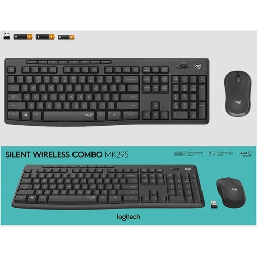 Ensemble clavier et souris sans fil silencieux Logitech MK295, graphite