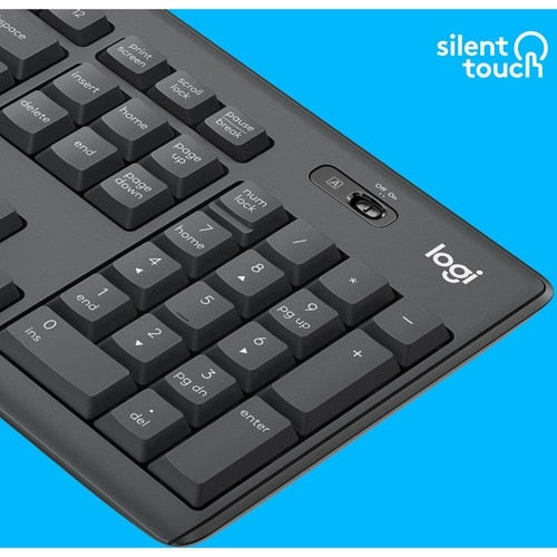 Ensemble clavier et souris sans fil silencieux Logitech MK295, graphite