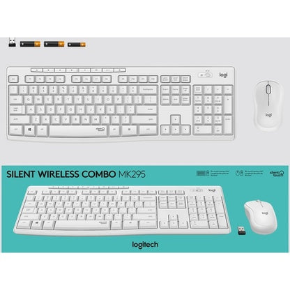 Ensemble clavier et souris sans fil silencieux Logitech MK295, blanc cassé