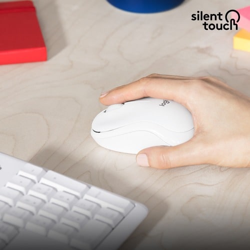 Ensemble clavier et souris sans fil silencieux Logitech MK295, blanc cassé