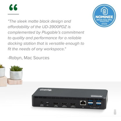 Station d'accueil triple écran USB C Plugable avec