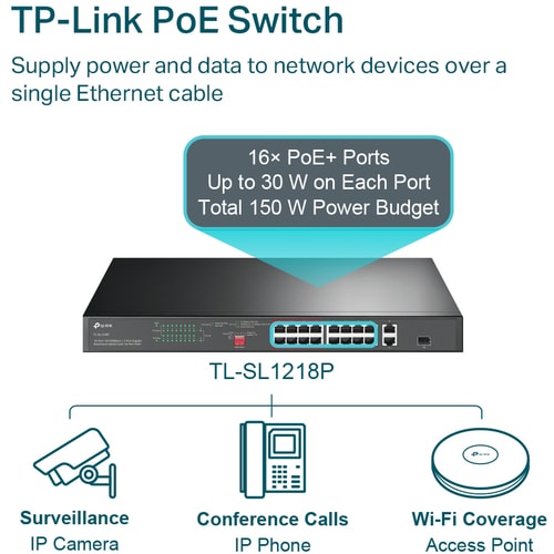 16PORT 10/100 MBPS 2-PORT GB RACKMOUNT SWITCH W/16-PORT POE+