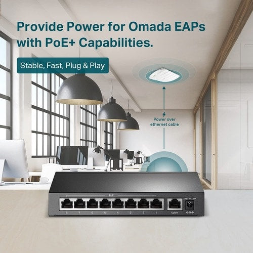 9PORT UNMANAGED SWITCH W/ 8 POE+ PORTS