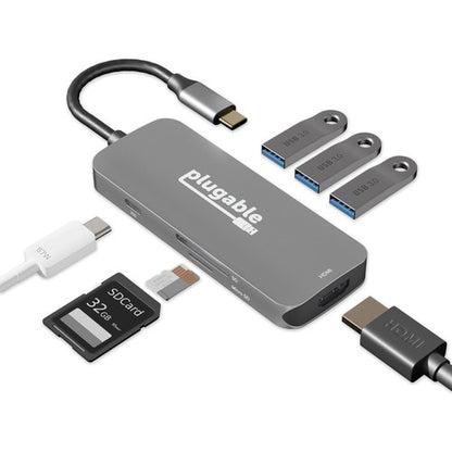 HUB USB C ENCHUFABLE ADAPTADOR MULTIPUERTO HUB 7 EN 1