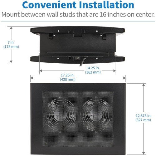 Tripp Lite by Eaton Wiring Closet Exhaust Fan, 475 CFM, NEMA 5-15P Inp