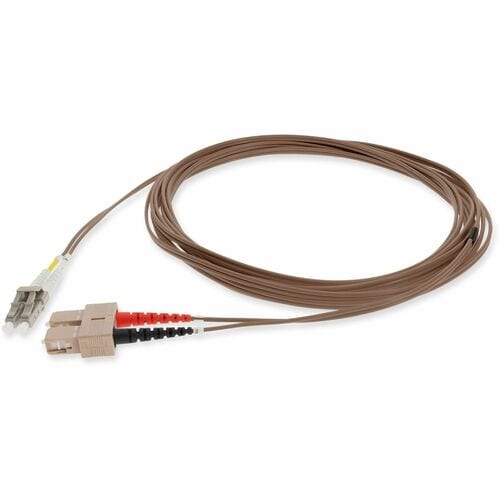 Câble de raccordement fibre optique PVC duplex OM1 marron AddOn 1 m SC (mâle) vers LC (mâle)