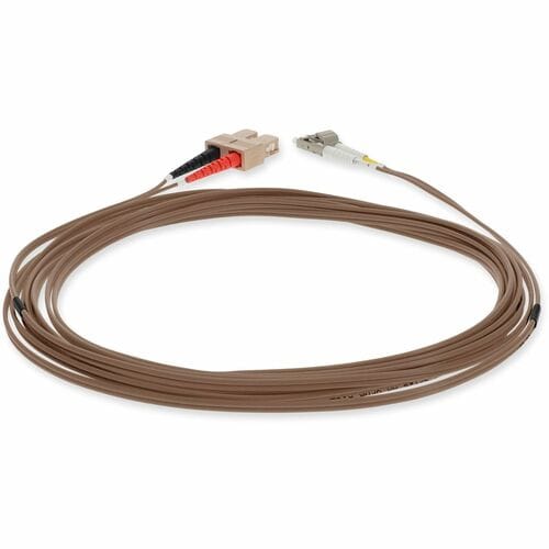 Câble de raccordement fibre optique PVC duplex OM1 marron AddOn 1 m SC (mâle) vers LC (mâle)