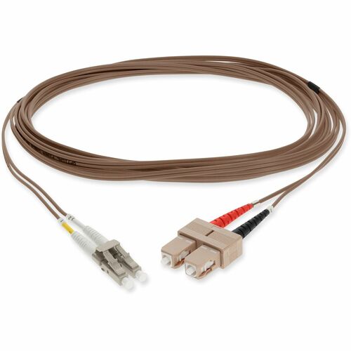 Câble de raccordement fibre optique PVC duplex OM1 marron AddOn 1 m SC (mâle) vers LC (mâle)