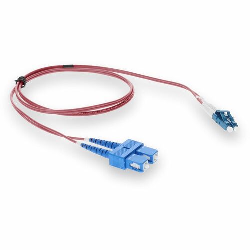 Patch C fibre duplex OS2 rose OFNR (Riser-Rated) LC (mâle) vers SC (mâle) AddOn 7 m