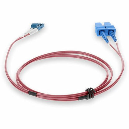 Patch C fibre duplex OS2 rose OFNR (Riser-Rated) LC (mâle) vers SC (mâle) AddOn 7 m