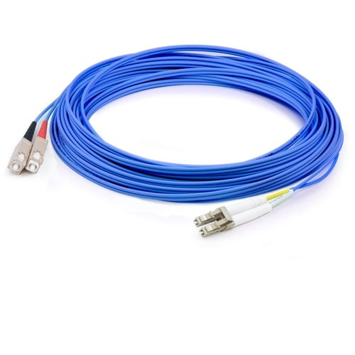 Câble de raccordement fibre optique PVC duplex OM1 bleu AddOn 5 m SC (mâle) vers LC (mâle)