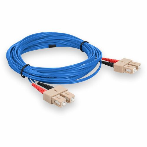 Câble de raccordement fibre optique PVC duplex OM1 bleu AddOn 10 m SC (mâle) vers SC (mâle)
