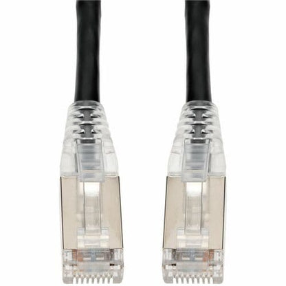 Câble Ethernet blindé en PVC noir AddOn CAT 6 de 2,4 m, anti-accroc, gaine transparente facile, RJ45