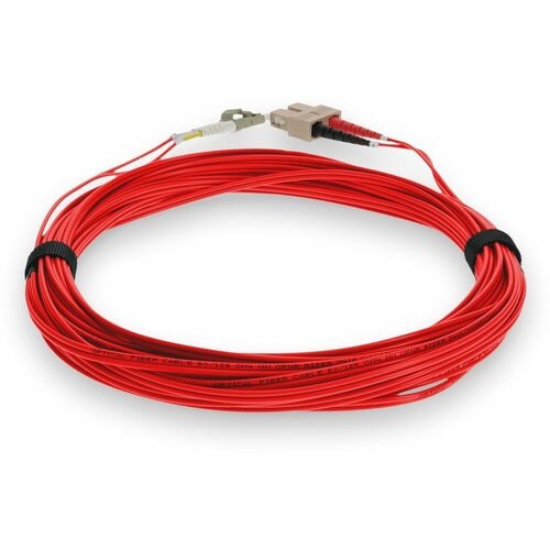 Câble de brassage fibre optique duplex OM3 rouge OFNR (Riser-Rated) AddOn 2 m LC (mâle) vers SC (mâle)