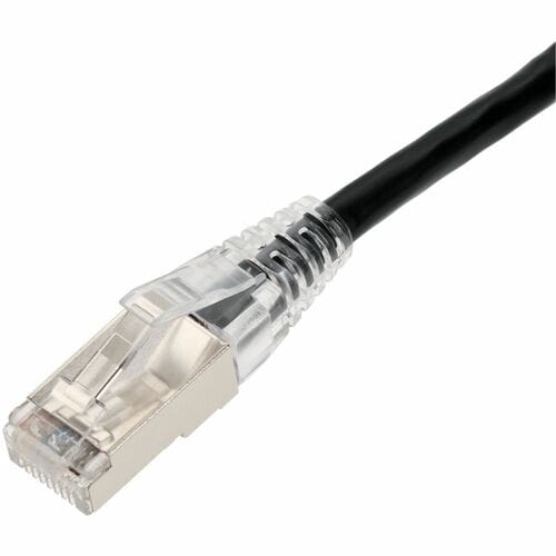 Câble Ethernet blindé en PVC noir AddOn CAT 6 de 1,8 m, anti-accroc, gaine transparente facile, RJ45