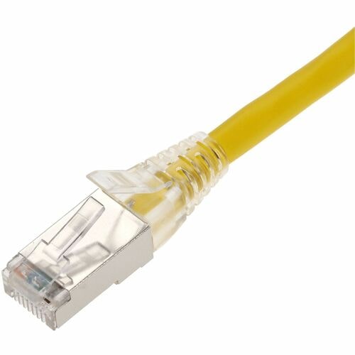 Câble Ethernet blindé en PVC jaune AddOn 7 pieds CAT 6A, anti-accroc, gaine transparente facile, RJ45