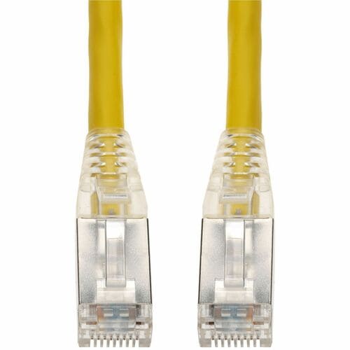Câble Ethernet blindé en PVC jaune AddOn 7 pieds CAT 6A, anti-accroc, gaine transparente facile, RJ45